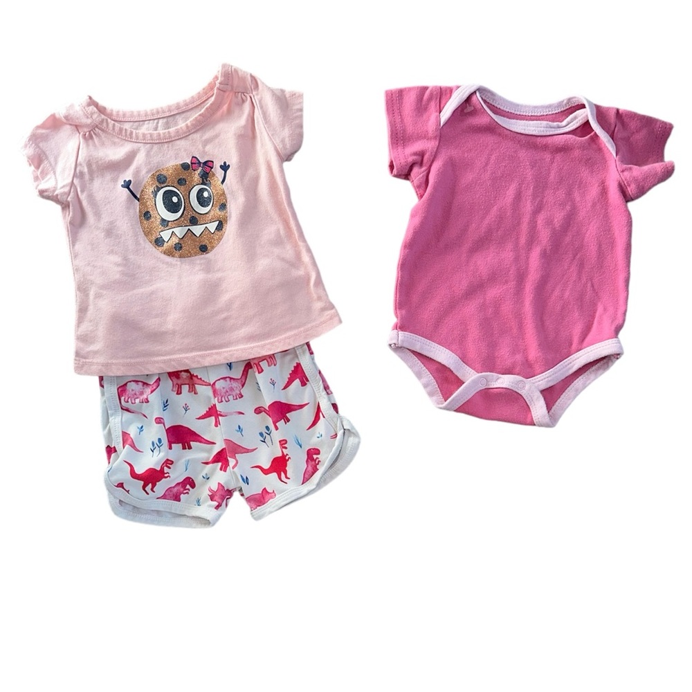 Baby Girl T-Shirt / Shorts & Onesie Bundle Sizes 3-9 Months